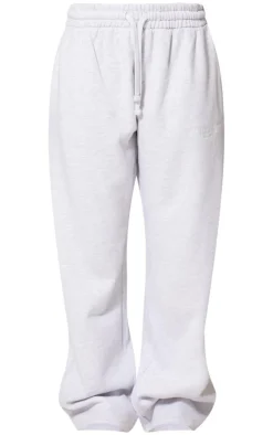 Clearance PrettyLittleThing Premium Embroidered Oversized Wide Leg Sweatpants Ash Grey