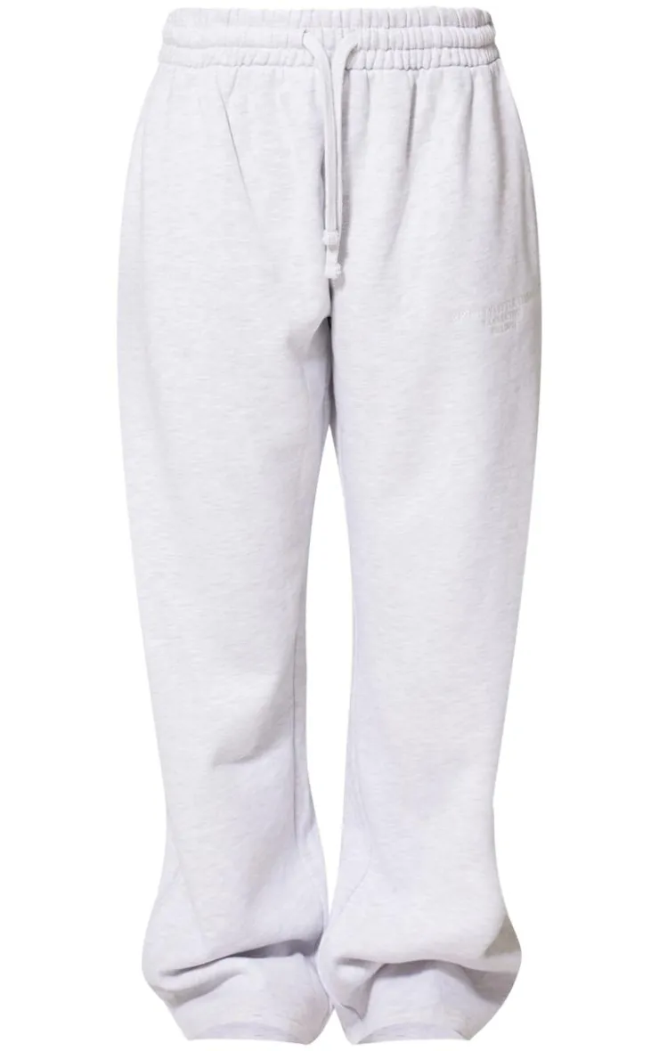 Clearance PrettyLittleThing Premium Embroidered Oversized Wide Leg Sweatpants Ash Grey