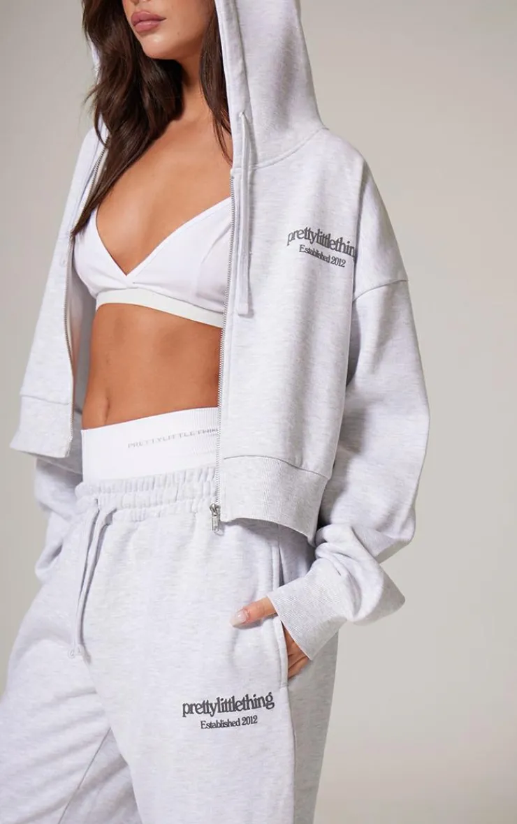 Best PrettyLittleThing Premium Print Wide Leg Sweatpants Ash Grey