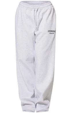 Best PrettyLittleThing Premium Print Wide Leg Sweatpants Ash Grey