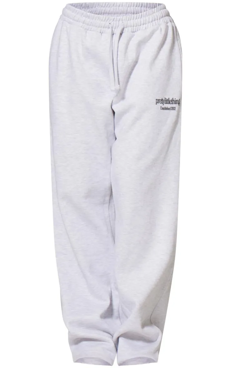 Best PrettyLittleThing Premium Print Wide Leg Sweatpants Ash Grey