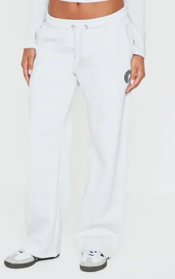 Online PrettyLittleThing Printed Wide Leg Sweatpants Ash Grey