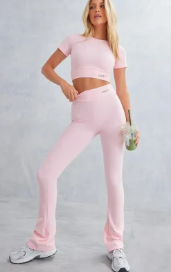 PrettyLittleThing Gym Leggings*Sport Metal Badge Sculpt High Waist Flare Pants
