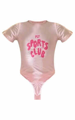 New PrettyLittleThing Logo Short Sleeved Bodysuit Baby Pink