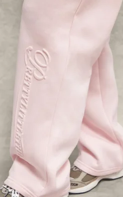 PrettyLittleThing Embossed Graphic Straight Leg Sweatpant Baby Pink