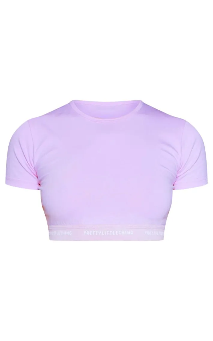 PRETTYLITTLETHING Baby Pink Tape Short Sleeve PJ Top