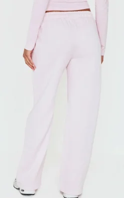 Hot PrettyLittleThing Printed Wide Leg Sweatpants Baby Pink