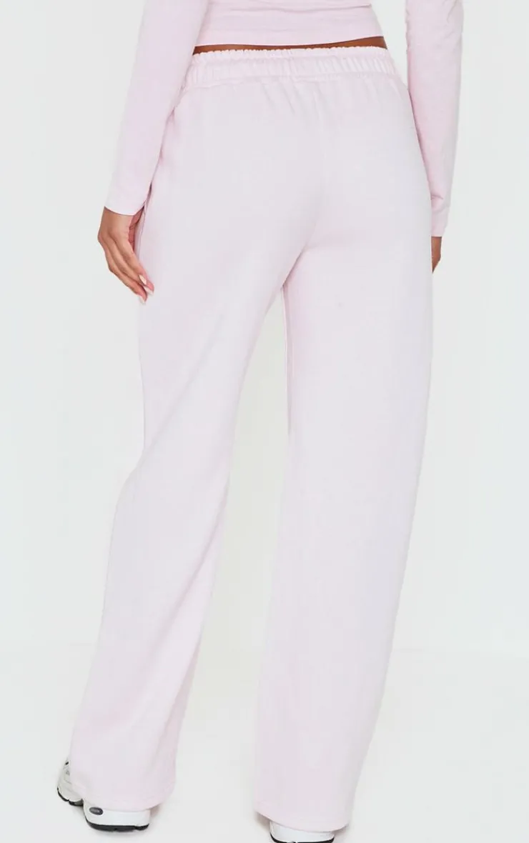 Hot PrettyLittleThing Printed Wide Leg Sweatpants Baby Pink