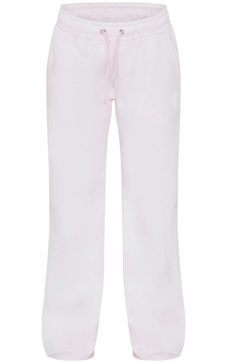Hot PrettyLittleThing Printed Wide Leg Sweatpants Baby Pink