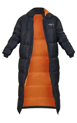PrettyLittleThing Puffer Jackets*Badge Ribbed Trim Maxi Coat