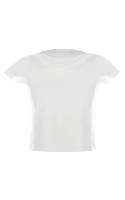 Clearance PrettyLittleThing Beige Cotton Panel Detail T Shirt Moss Grey