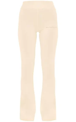 Sale PrettyLittleThing Printed Flared Pants Beige