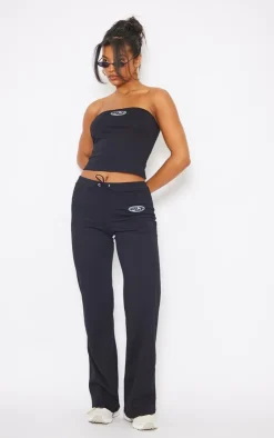Clearance PrettyLittleThing Badge Longline Bandeau Top Black