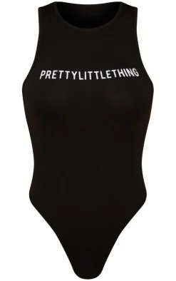 Sale PrettyLittleThing Branded Racer Bodysuit Black