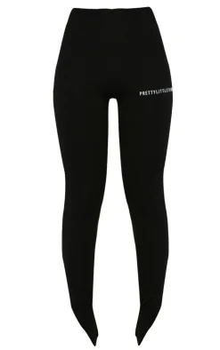 Outlet PrettyLittleThing Crinkle Rib Split Hem Leggings Black