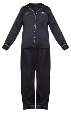 PrettyLittleThing Christmas Pajamas*Contrast Piping Satin Long PJ Set