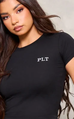 Best PrettyLittleThing Cotton Longline Fitted T-shirt Black