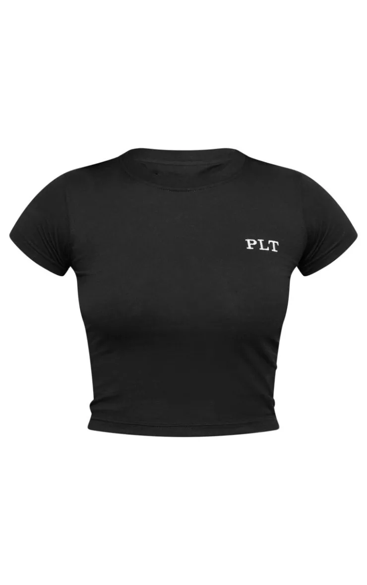 Best PrettyLittleThing Cotton Longline Fitted T-shirt Black