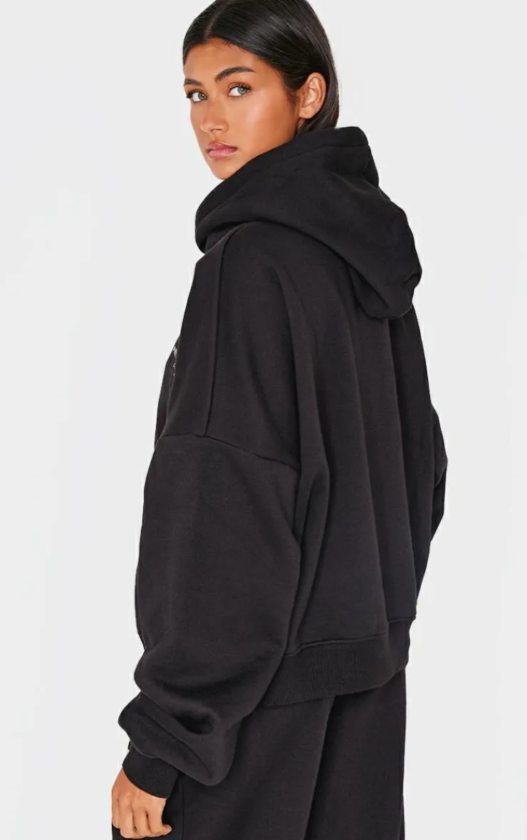 Hot PrettyLittleThing Collective Printed Hoodie Black