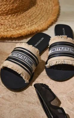 PrettyLittleThing Flat Sandals*Linen Fringe Sandals