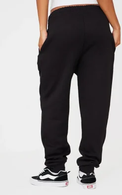 Online PrettyLittleThing Logo High Waisted Cuffed Sweatpants Black