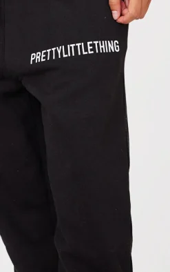 Online PrettyLittleThing Logo High Waisted Cuffed Sweatpants Black