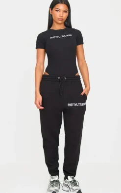 Best PrettyLittleThing Logo Short Sleeved Bodysuit Black