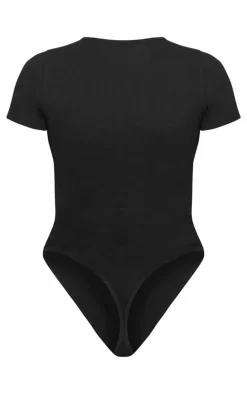 Best PrettyLittleThing Logo Short Sleeved Bodysuit Black