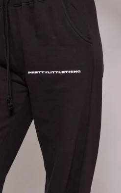 PrettyLittleThing Black Sweatsuits*Logo Straight Leg Sweatpants