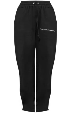 PrettyLittleThing Black Sweatsuits*Logo Straight Leg Sweatpants