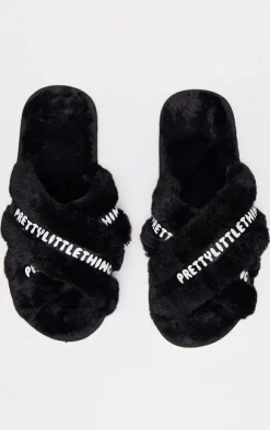 PrettyLittleThing Christmas Gifts*Logo Tape Cross Over Slippers