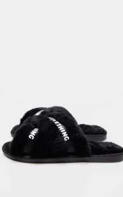 PrettyLittleThing Christmas Gifts*Logo Tape Cross Over Slippers
