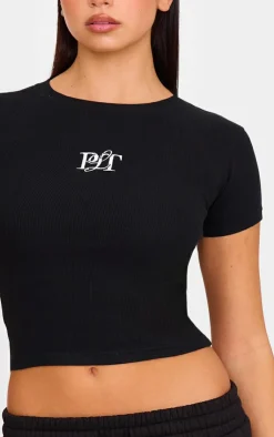 PrettyLittleThing T-Shirts*Ribbed Short Sleeve T Shirt