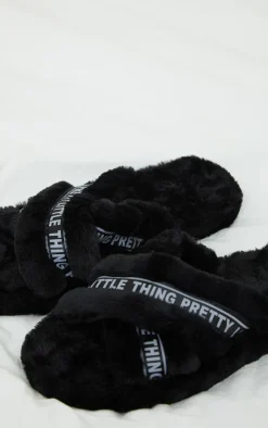 PrettyLittleThing Stocking Stuffers*Satin Logo Tape Cross Strap Slippers