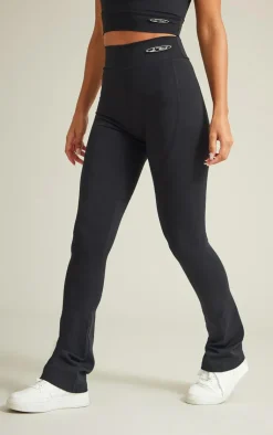 PrettyLittleThing Gym Leggings*Sport Metal Badge Sculpt High Waist Flare Pants