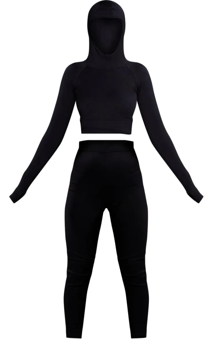 PrettyLittleThing Workout Tops*Ski Seamless Hooded Top & Leggings Set