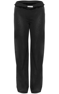 Hot PrettyLittleThing Sheer Burnout Mesh Straight Leg Pants Black