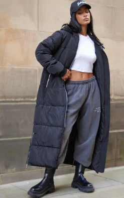 PrettyLittleThing Puffer Jackets*Text Front Maxi Puffer Coat