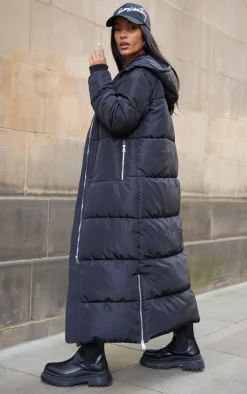 PrettyLittleThing Puffer Jackets*Text Front Maxi Puffer Coat