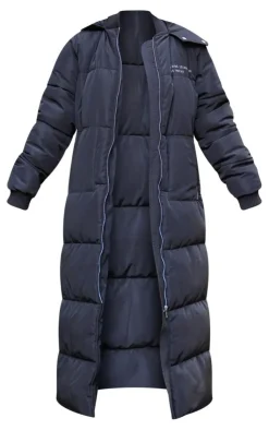 PrettyLittleThing Puffer Jackets*Text Front Maxi Puffer Coat
