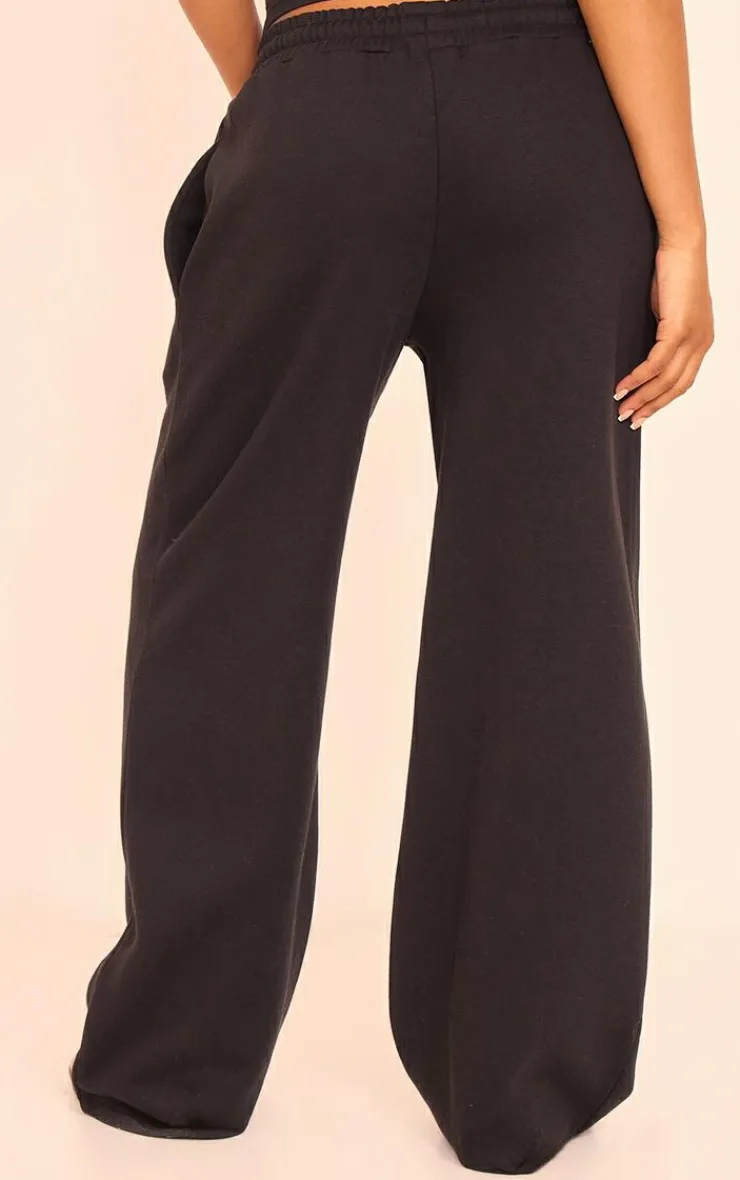 Sale PrettyLittleThing Tab Wide Leg Sweatpants Black