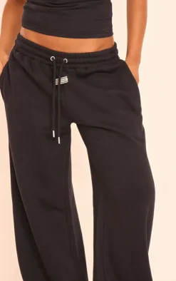 Sale PrettyLittleThing Tab Wide Leg Sweatpants Black