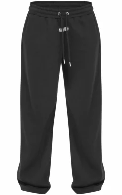 Sale PrettyLittleThing Tab Wide Leg Sweatpants Black