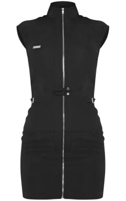 Zip Up Buckle Bodycon Dress-PrettyLittleThing Discount