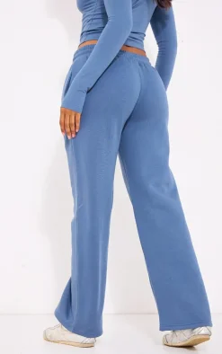 Sale PrettyLittleThing Embroidered Graphic Wide Leg Sweatpants Blue