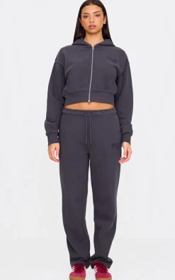 New PrettyLittleThing Borg Graphic Zip Up Hoodie Blue Grey