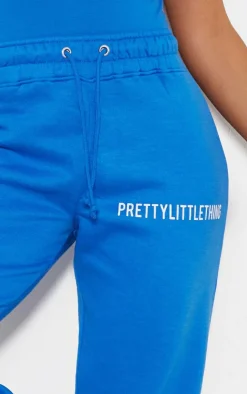 Outlet PrettyLittleThing Logo High Waisted Cuffed Sweatpants Blue