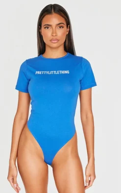 Best PrettyLittleThing Logo Short Sleeved Bodysuit Blue