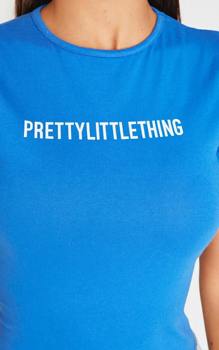 Best PrettyLittleThing Logo Short Sleeved Bodysuit Blue