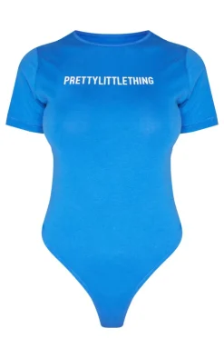 Best PrettyLittleThing Logo Short Sleeved Bodysuit Blue